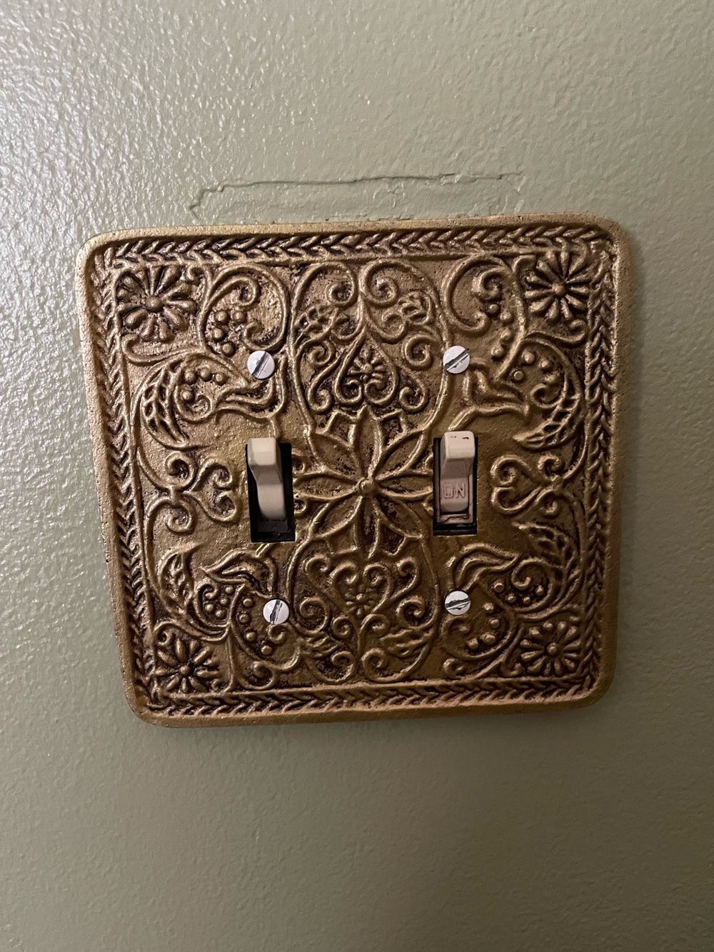 Gold Metal Ornate Vintage Inspired Light Switch Cover